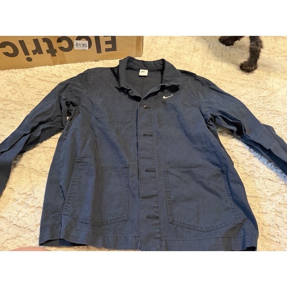 Nike Life Unlined Chore Jacket Coat Button Down Black Mens M DQ5184-010